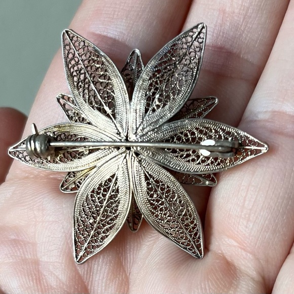 FILIGRANA Vintage Silver Flower🌸 Brooch - Picture 6 of 9